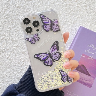 Ốp Điện Thoại Kim Tuyến Nước Chống Sốc Họa Tiết Bươm Bướm Cho iPhone 13 Pro MAX/13 Mini/12 Pro MAX/11 Pro XS MAX XR 7 8 Plus SE