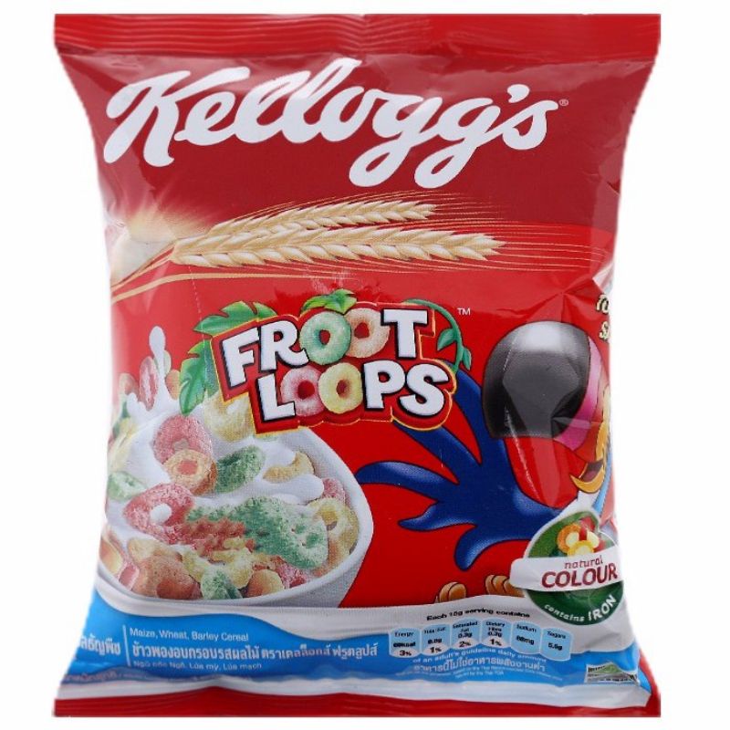 Combo 12 bịch Ngũ cốc ăn sáng Kellogg's Froot Loops Gói 15g
