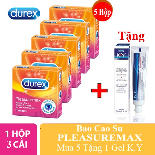 Bao cao su GÂN GAI Durex Pleasuremax +TẶNG 1 Gel KY Bcs Có Gai Nổi & Các