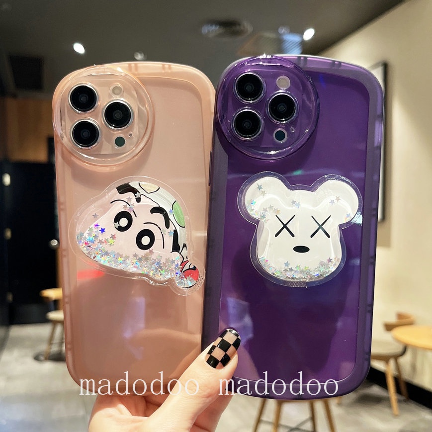 Clear Casing Samsung Galaxy A73 A13 A52 A52S A02S A03 A03S A50 A50S A30S 4G 5G Cute Gloomy Bear Sesame Street Doraemon Crayon Shin-chan Cartoon Quicksand Stand Phone Case NKS 12