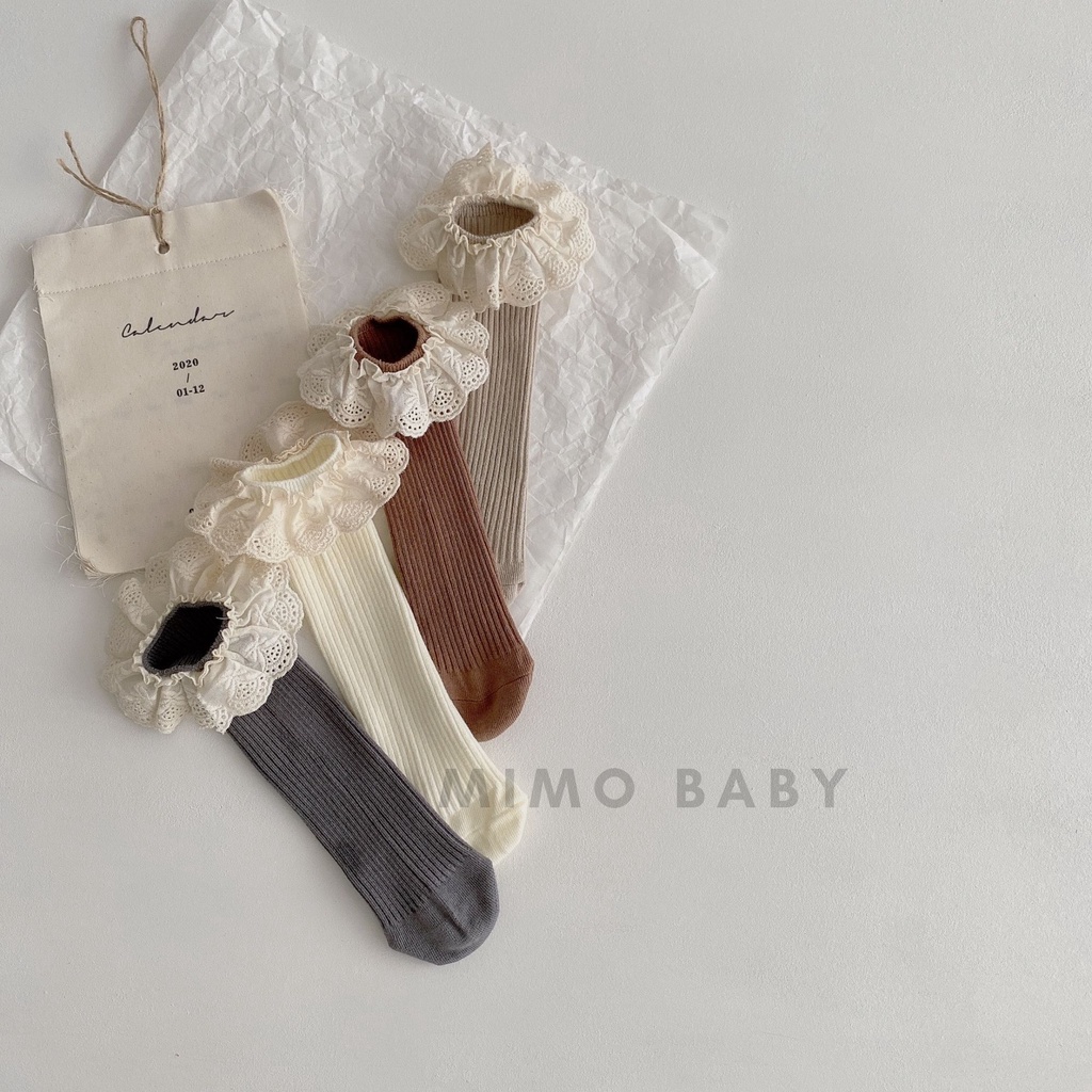 Tất vớ cao cổ viền bèo kiểu dáng tiểu thư Nemo baby, tất không gót unisex cho bé 1-4y Mimo baby T26