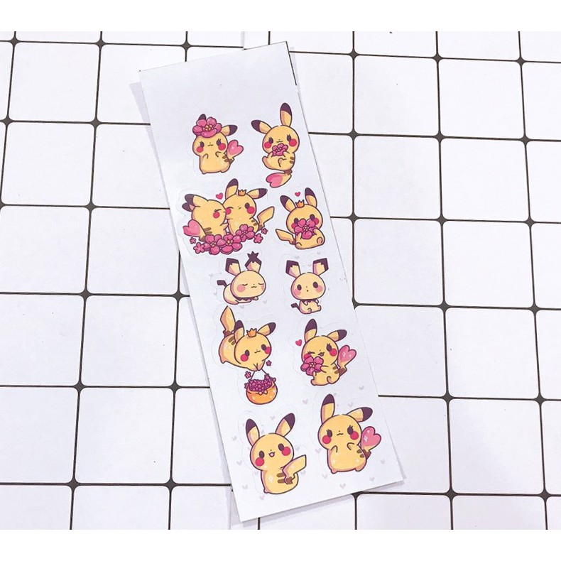 sticker chuột vàng SI27 hình dán dễ thương trang trí dán sổ dán điện thoại 1 tờ 7*19,5cm bullet journal