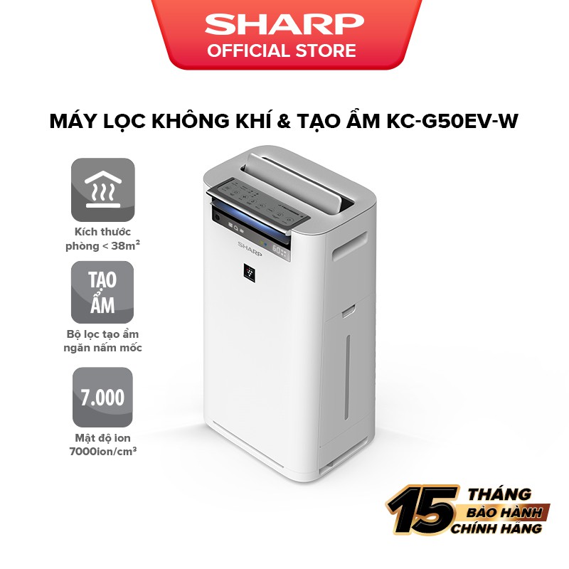 Máy Lọc Không Khí Sharp KC-G50EV-W Inverter Chính Hãng Bảo Hành 12 Tháng