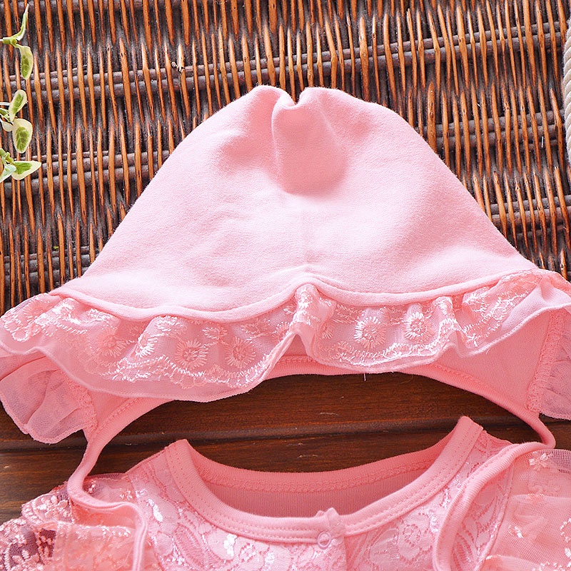 Body suit kèm mũ cho bé sơ sinh đầy tháng  Hàng quảng châu cao cấp