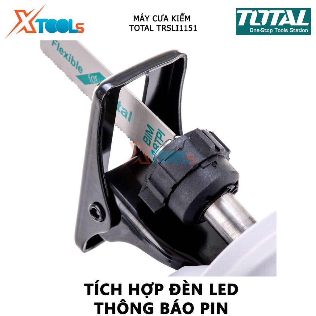 Máy cưa kiếm dùng pin TOTAL TRSLI1151 máy cưa kiếm cầm tay 20V cắt xẻ nhiều vật liệu gỗ, kim loại [XSAFE][XTOOL]