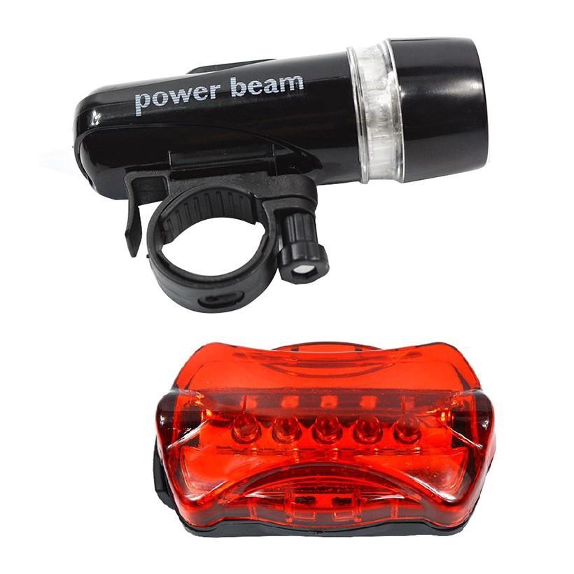 Đèn pin gắn xe đạp + Tặng kèm Đèn chiếu hậu 5 LED WJ-101 (Đen đỏ) - đèn pin xe đạp