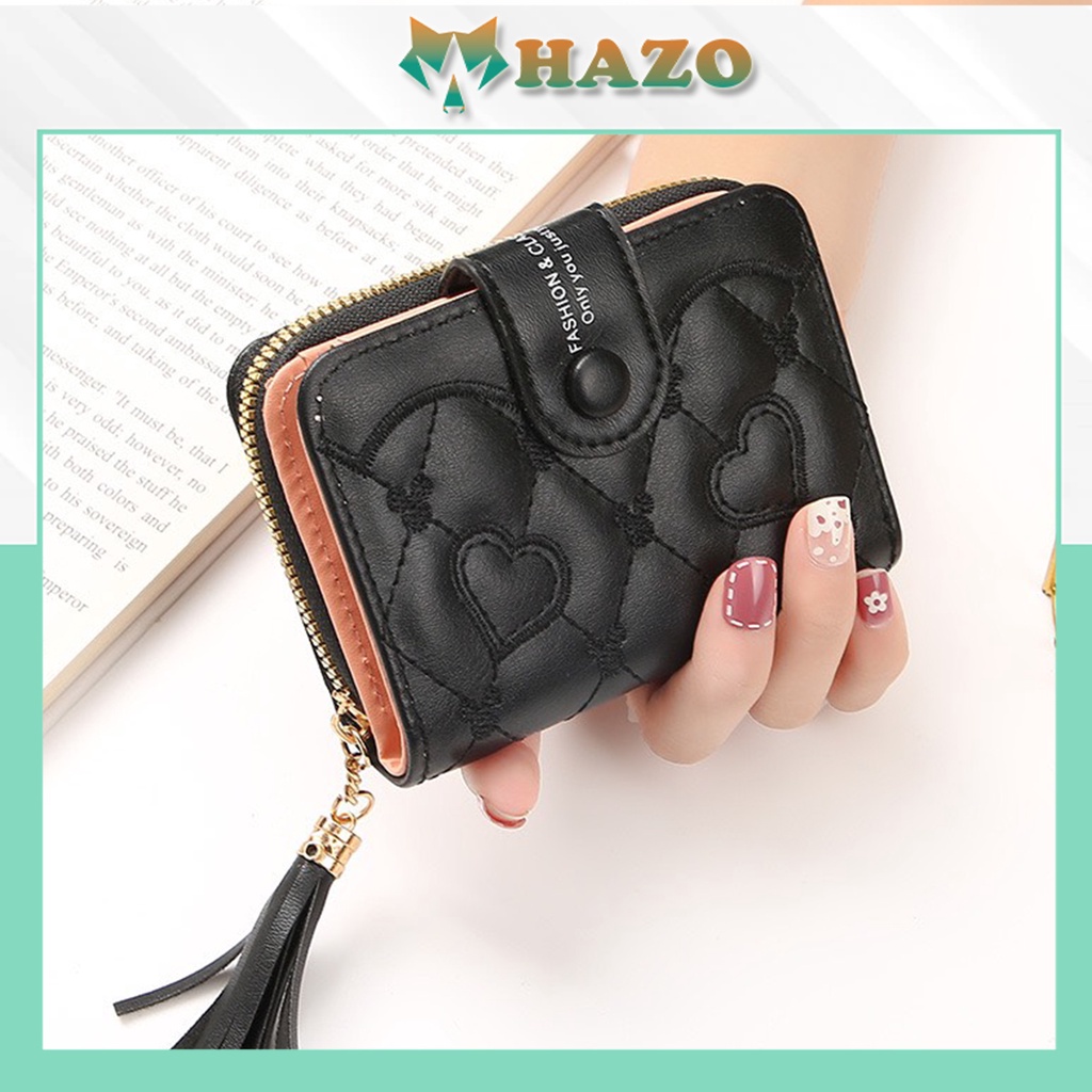 Ví Ngắn Nữ Cầm Tay Cao Cấp Thiết Kế Thanh Lịch Trái Tim V563 Dáng Sang Trọng - Hazo