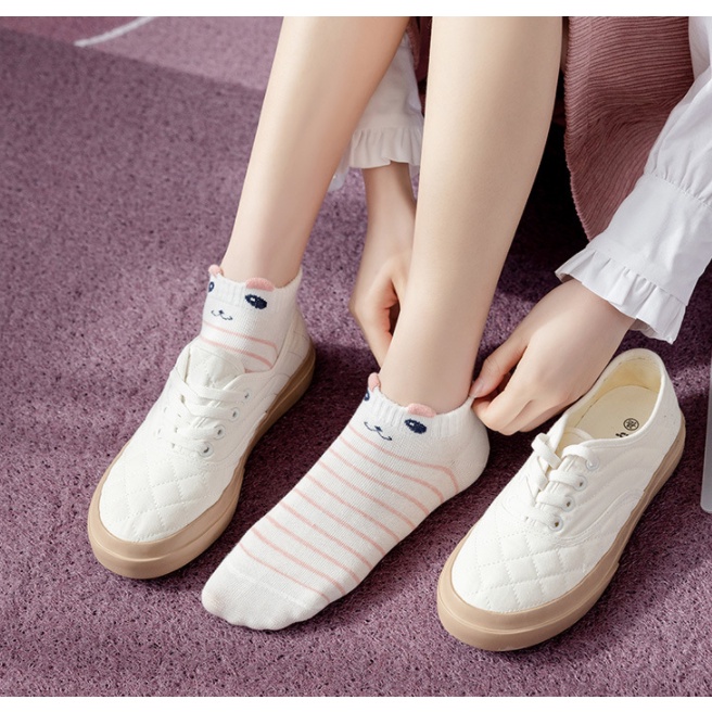 [Màu Sắc Ngẫu Nhiên] Vớ Cotton Cao Cấp Thoáng Khí Thoải Mái Họa Tiết Mèo Hoạt Hình Harajuku Đáng Yêu Dành Cho Nữ