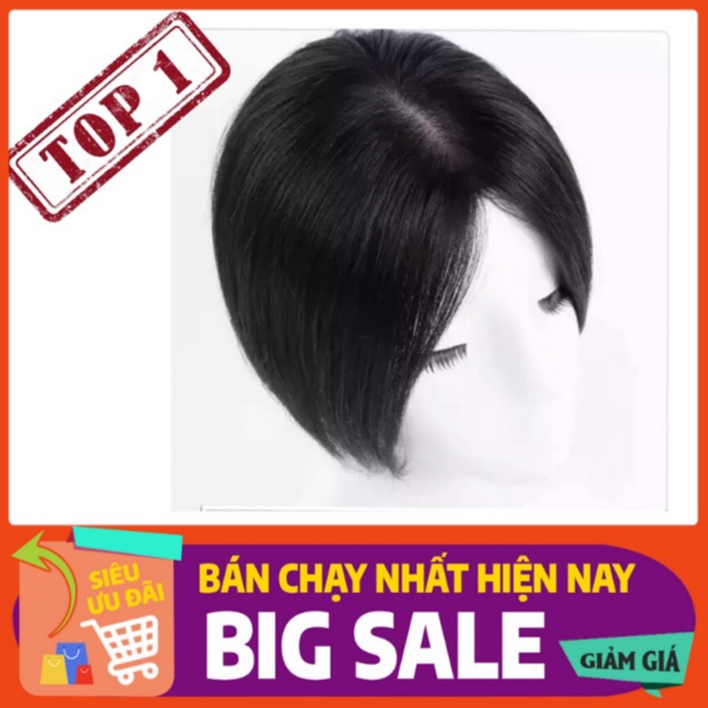 Miếng che hói đỉnh đầu - chất liệu tóc thật