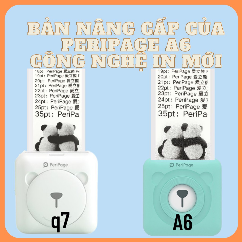 máy in mini bluetooth peripage Q7 a6 ( Cải tiến mới của a6 ) máy in nhiệt mini không cần mực