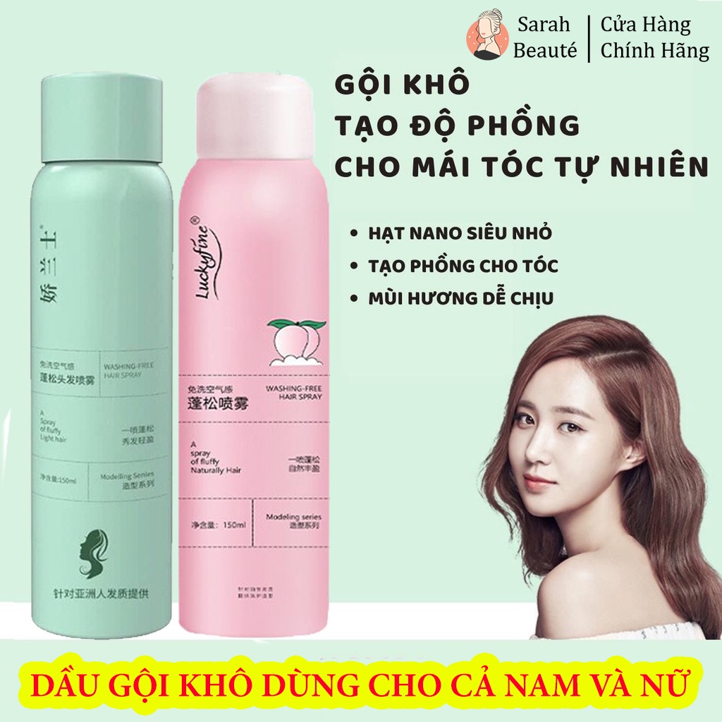 Dầu Gội Đầu Khô Siêu Tốc giúp Tóc Bồng Bềnh, Không Dầu, Không Bết Suốt 8 Tiếng 150ml - Sarah Beaute MP80