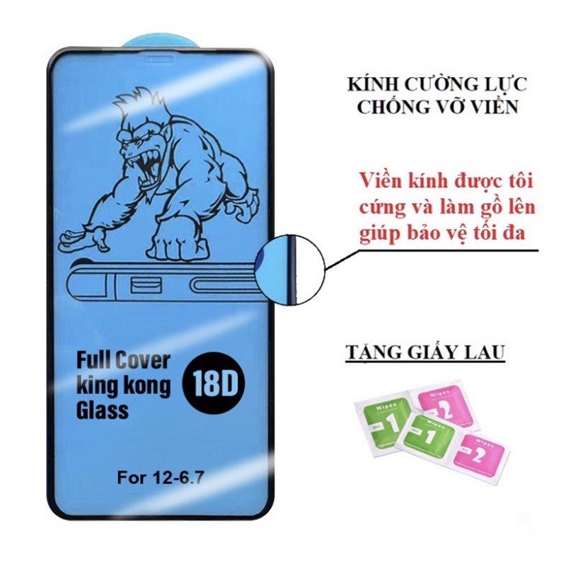 Kính cường lực kingkong 18D chống vỡ viền dành cho XSMAX/11PROMAX 12 PRO 12PRO MAX 13PRO 13PRO MAZ