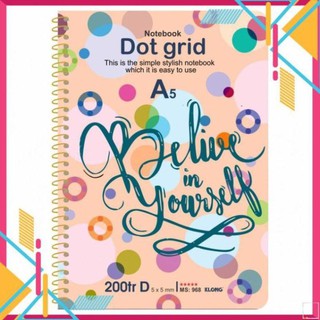 (Combo 5 cuốn) Sổ lò xo đơn KLONG A5 Dot Grid ruột chấm 70/76; MS: 968,