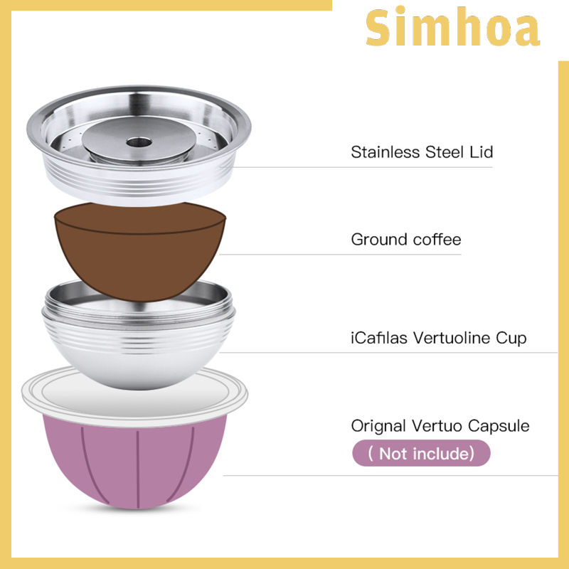 [SIMHOA]Coffee Capsule Pod Cup w/ Lid for Vertuolline ENV135S 240ML