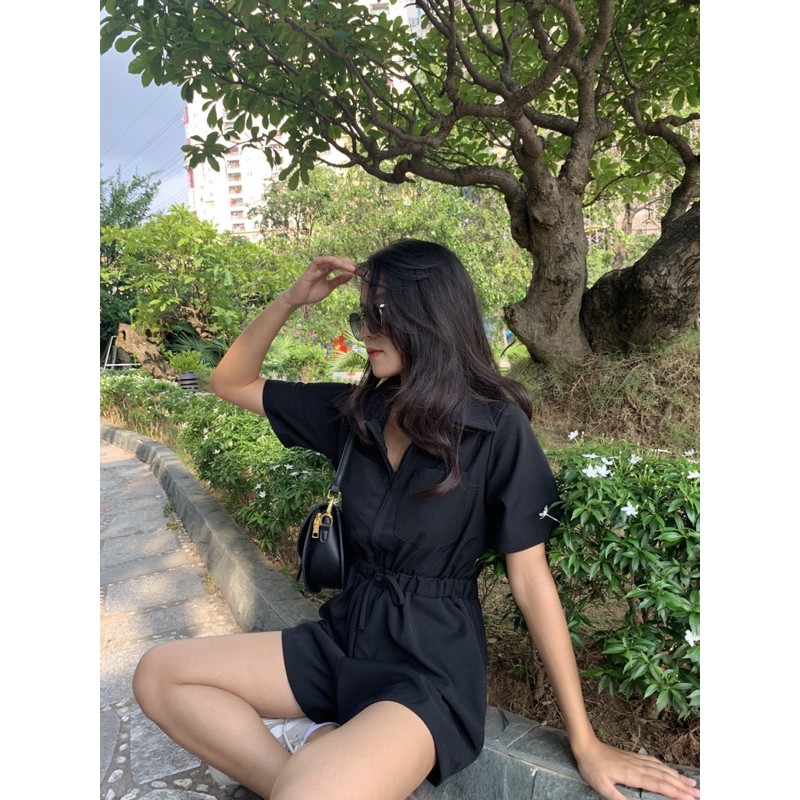 Set jumpsuit cổ bẻ kéo khoá (Ảnh thật) | BigBuy360 - bigbuy360.vn