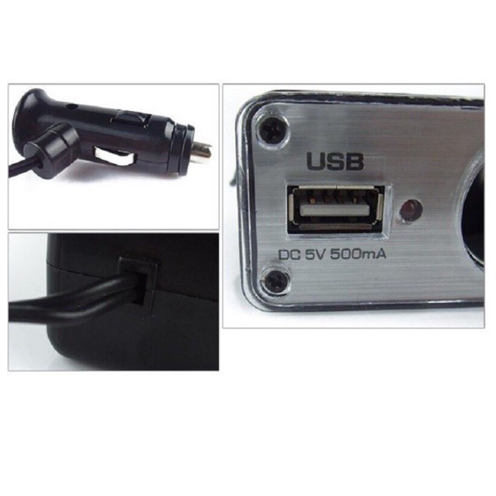 Bộ Chia Tẩu Ô Tô 3 Cổng + 1 USB Cao Cấp - C1021
