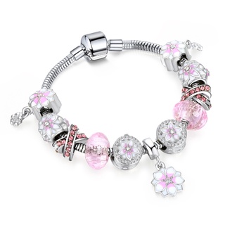 Vòng tay charm hồng full charm hoa