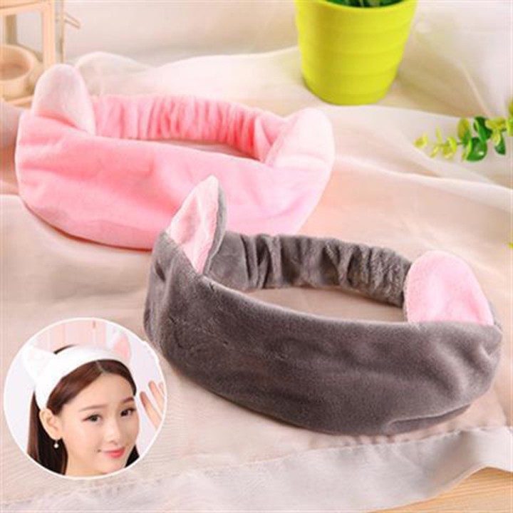 Băng đô tai mèo rửa mặt cài tóc Hàn Quốc turban mềm mịn co dãn youngcityshop 30.000