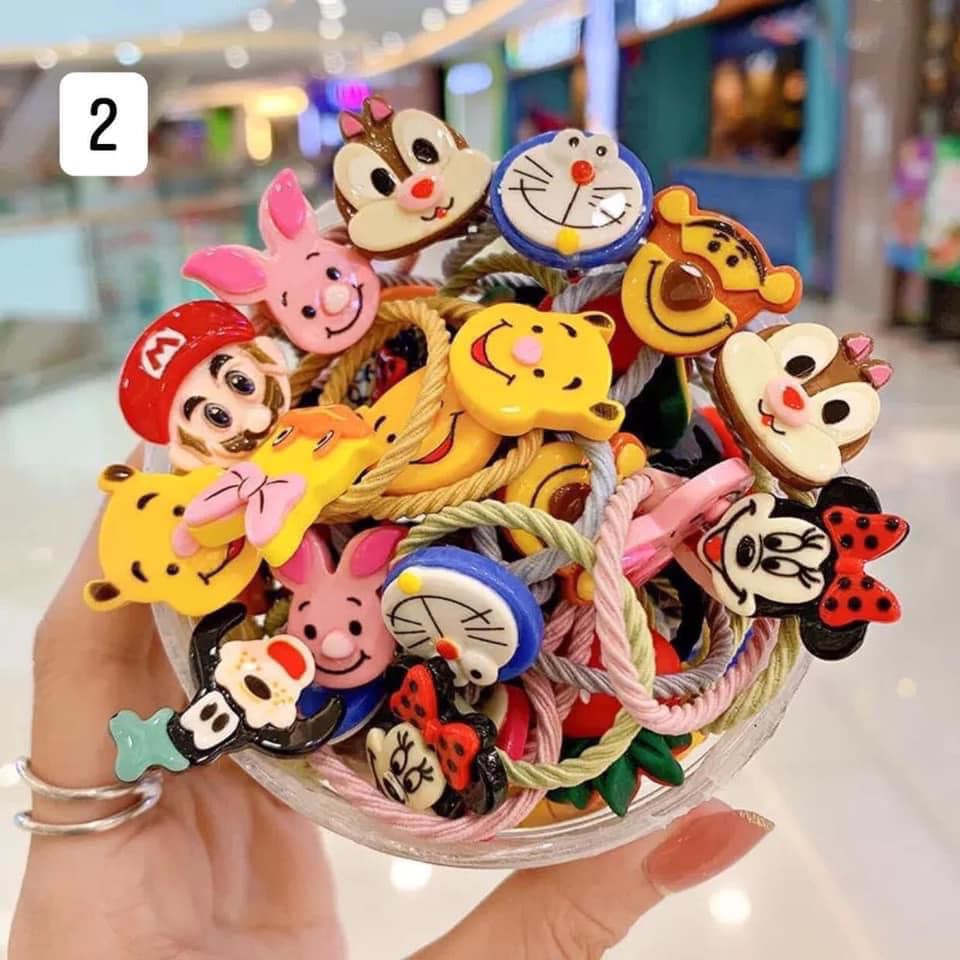 Hộp chun buộc tóc nhiều hình cho bé bái (30-40 Dây)
