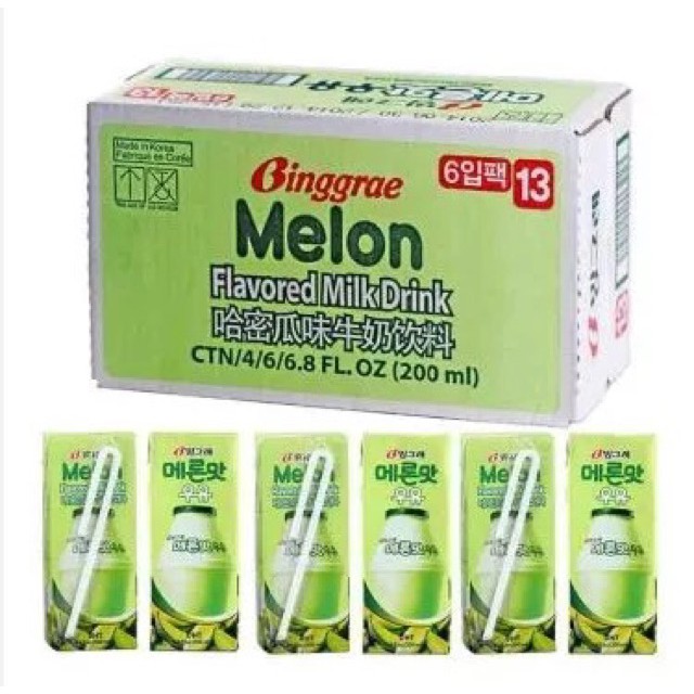 Sữa Dưa Lưới Melon Milk Binggrae Hàn Quốc - Lốc 6 Hộp