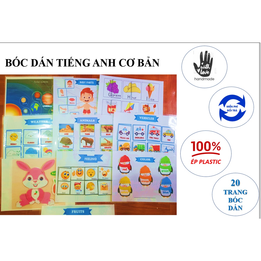 [Bộ học liệu Tiếng Anh cơ bản] 20 trang, nhiều từ vựng, hình ảnh minh họa sinh động, xinh xắn.