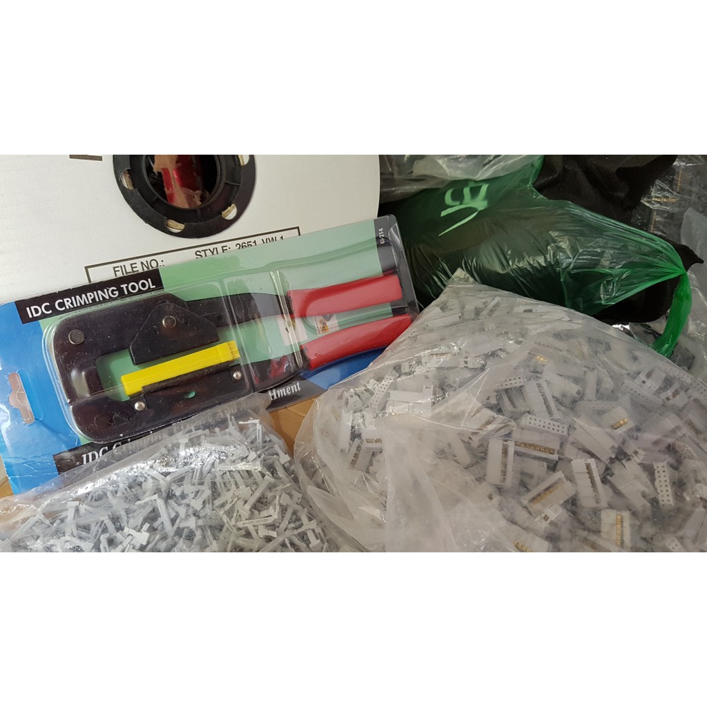 Combo kìm bấm cap 16 sợi + cuộn cáp 75m +đầu nối cap 16 sợi ( gói 100 cái)