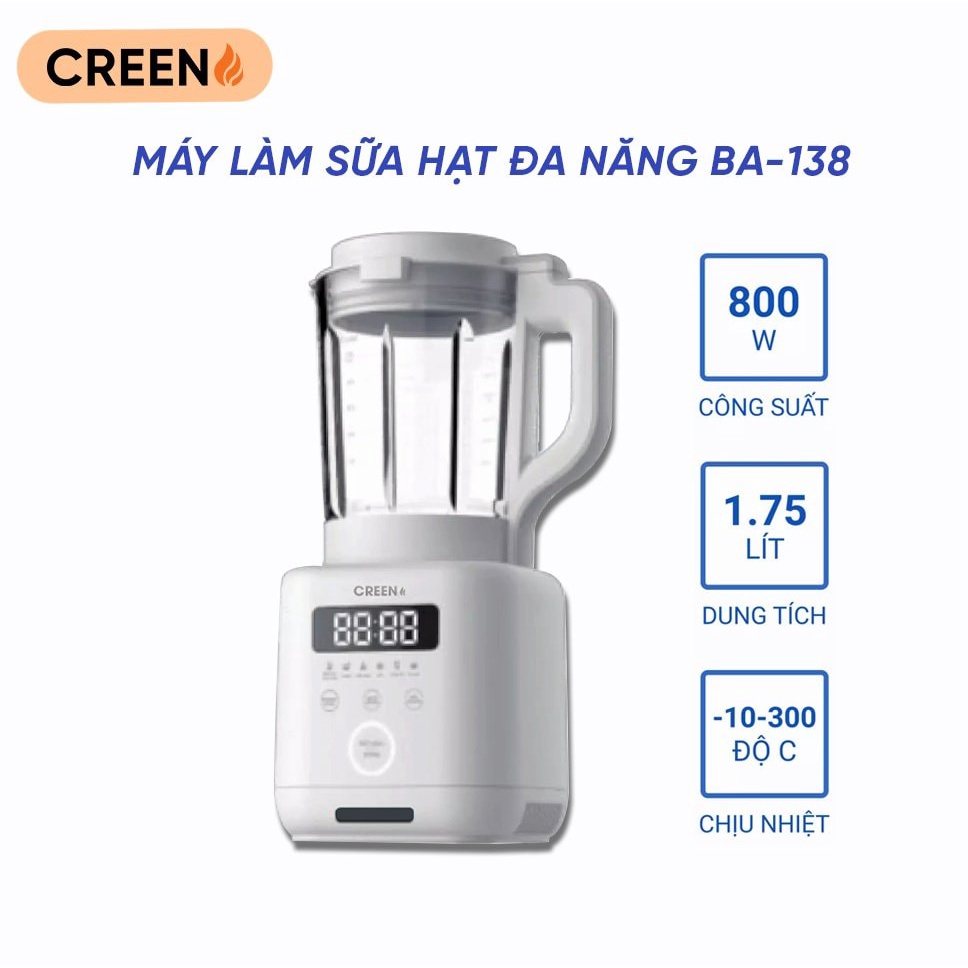 [Mã ELHADEV giảm 4% đơn 300K] [Nhập Khẩu- BH 12th] Máy làm sữa hạt, máy làm sữa đậu nành CREEN/ NINESHIELD