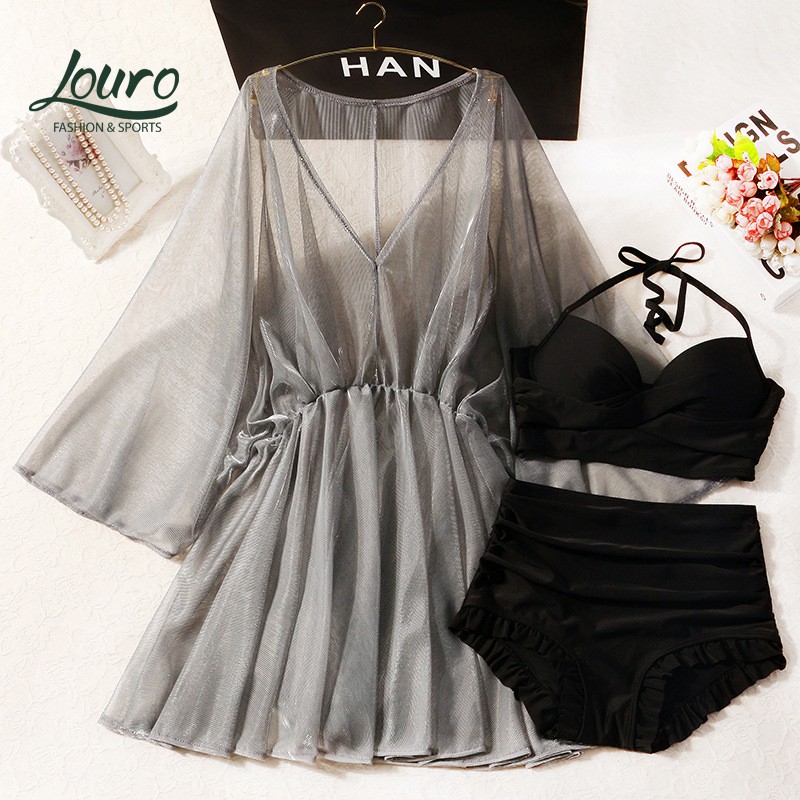 Sét bikini 2 mảnh và áo choàng đi biển Louro, mẫu quần áo tắm nữ trẻ, phong cách đồ bơi hàn quốc - SW04 | BigBuy360 - bigbuy360.vn