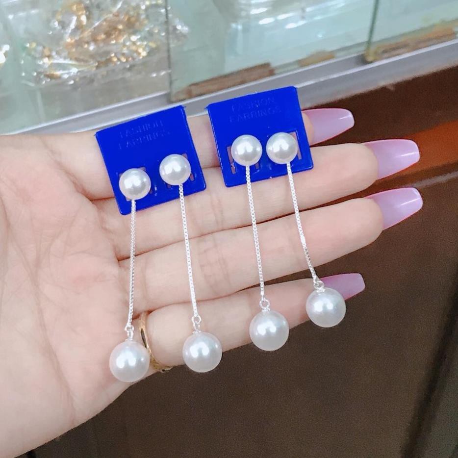 Bông tai bạc nữ dáng dài xinh xắn ms26/ Trang sức bạc JQN