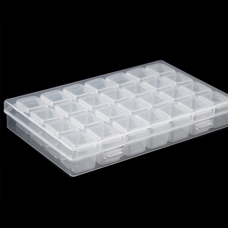 28 Grid Plastic Empty Storage Box,Nail Art Accessories Tools,Nails Stones Display Clear Box Case