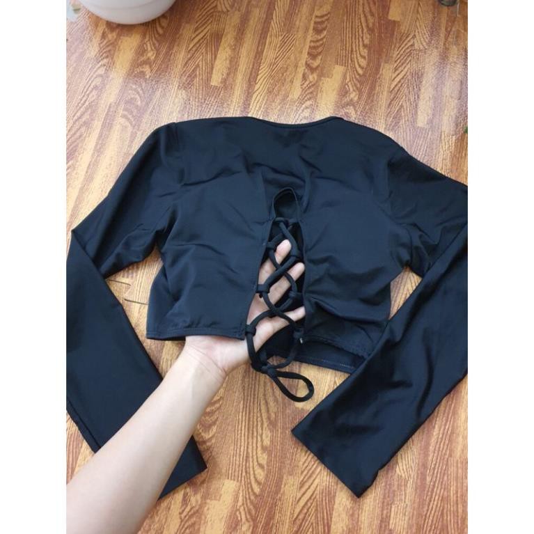 Áo Bơi/ Áo Tập/ Thể Thao Nữ Tay Dài Săn Mút Ngực (phom crotop thiết kế lưng Đan dây cực đẹp ) ་ ་ | BigBuy360 - bigbuy360.vn