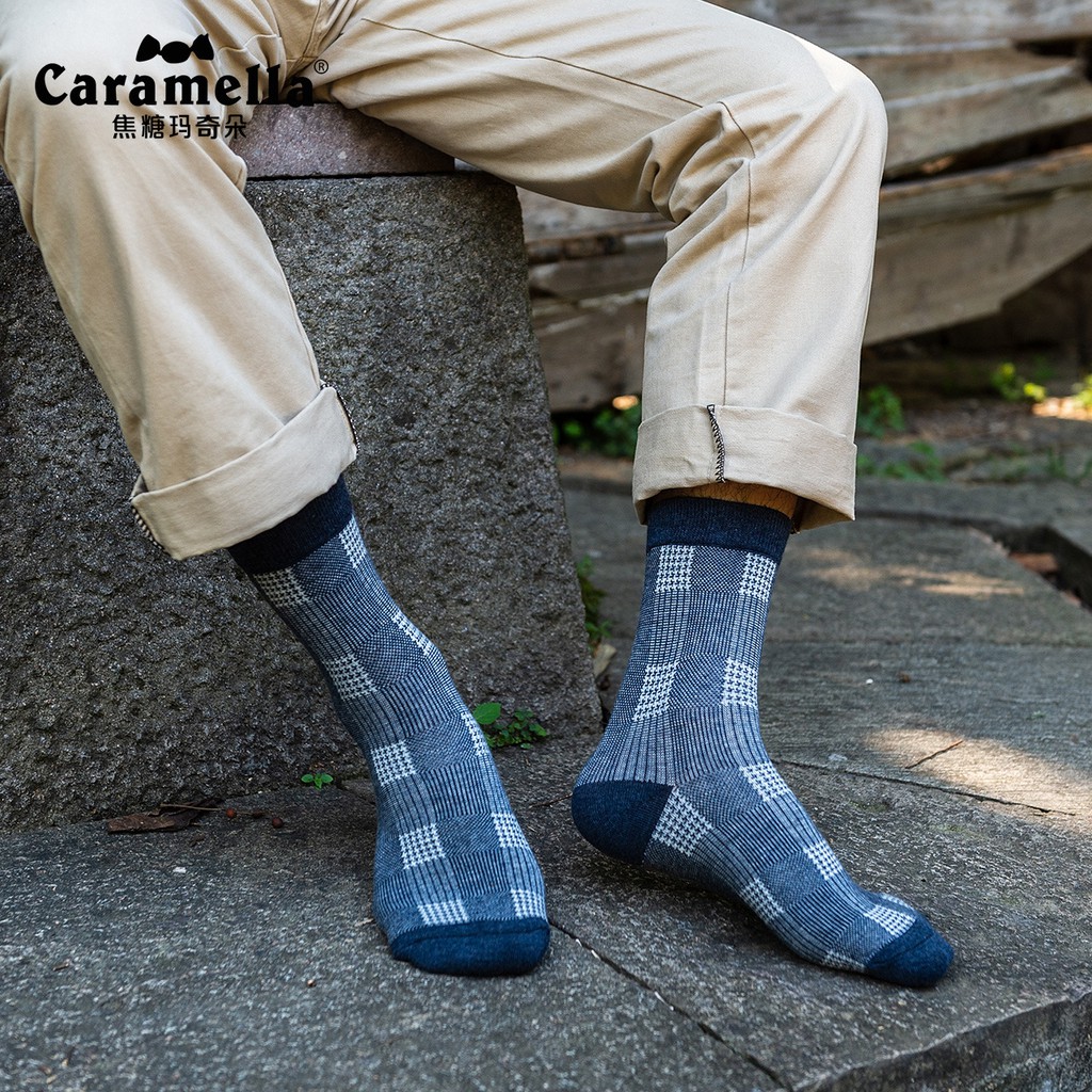 Hộp 4 đôi tất nam doanh nhân kẻ caro Caramella