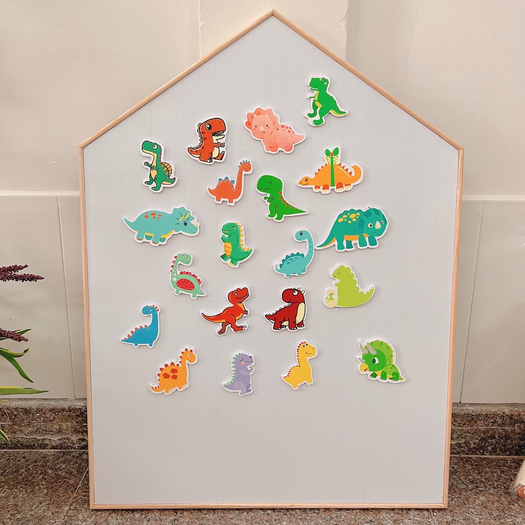 Bộ khủng long có nam châm dùng cho bảng từ hoặc dán tủ lạnh, sticker cho bé