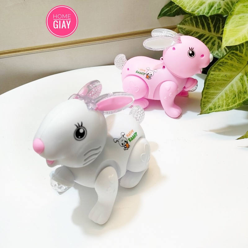 Đồ chơi thỏ chạy pin phát nhạc có đèn đáng yêu cho bé SHOP HOME GIAY