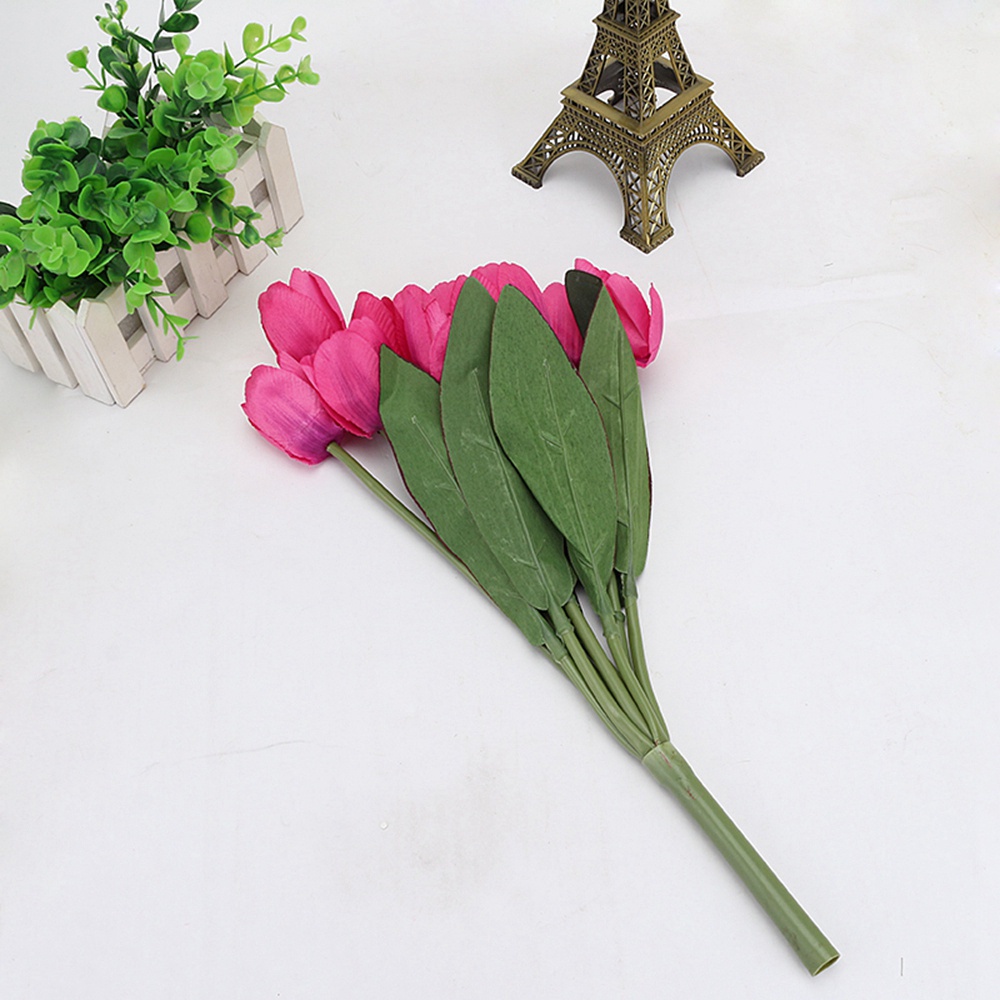 Lesonss 9 Heads Artificial Tulip Silk Flower Leaf Home Room Wedding Party Decor New