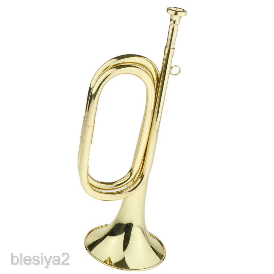 Brass Gold Lacquer Trumpet Bugle for Students Kids Adults 32.5 x 11.5cm