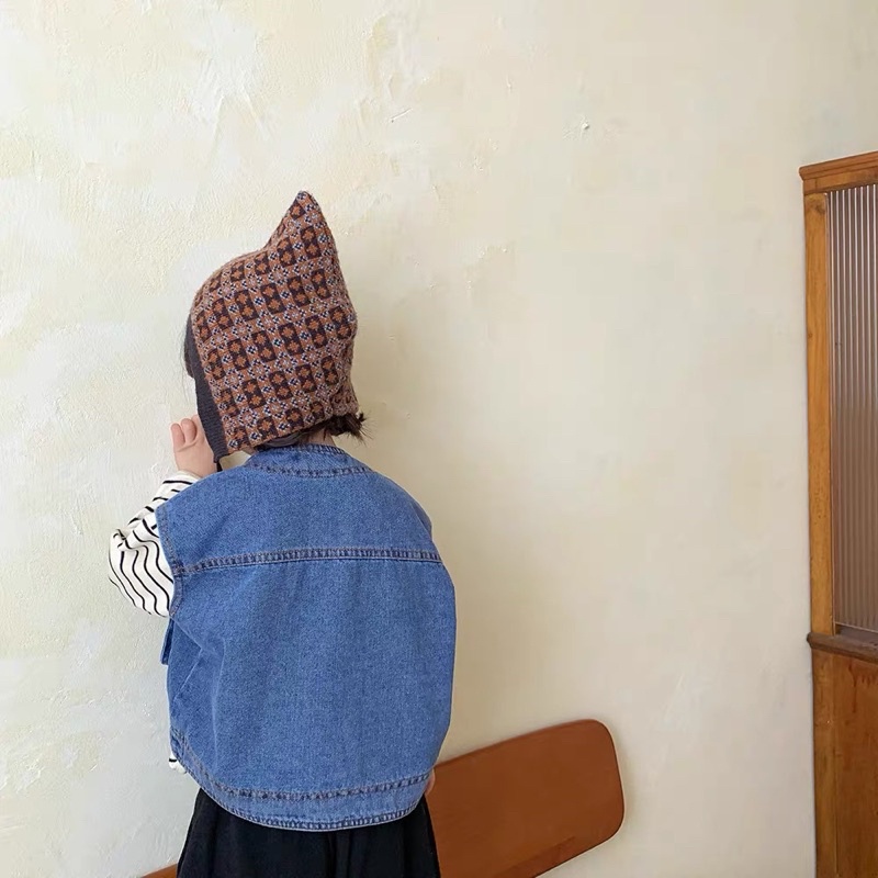 Áo khoác Gi-lê jeans sát nách màu xanh cho Bé Trai và Bé Gái từ 1 đến 4 tuổi phong cách Hàn Quốc - Hàng Loại 1 - AYYKAO