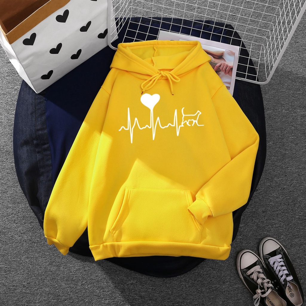 Áo hoodie nỉ thu đông Nam Nữ in hình sóng trái tim