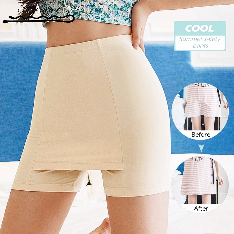 Quần Lót An Toàn Lưng Cao Hai Lớp Không Đường May Mềm Mại Thoáng Khí Thoải Mái Thời Trang Mùa Hè Cho Bạn Gái
