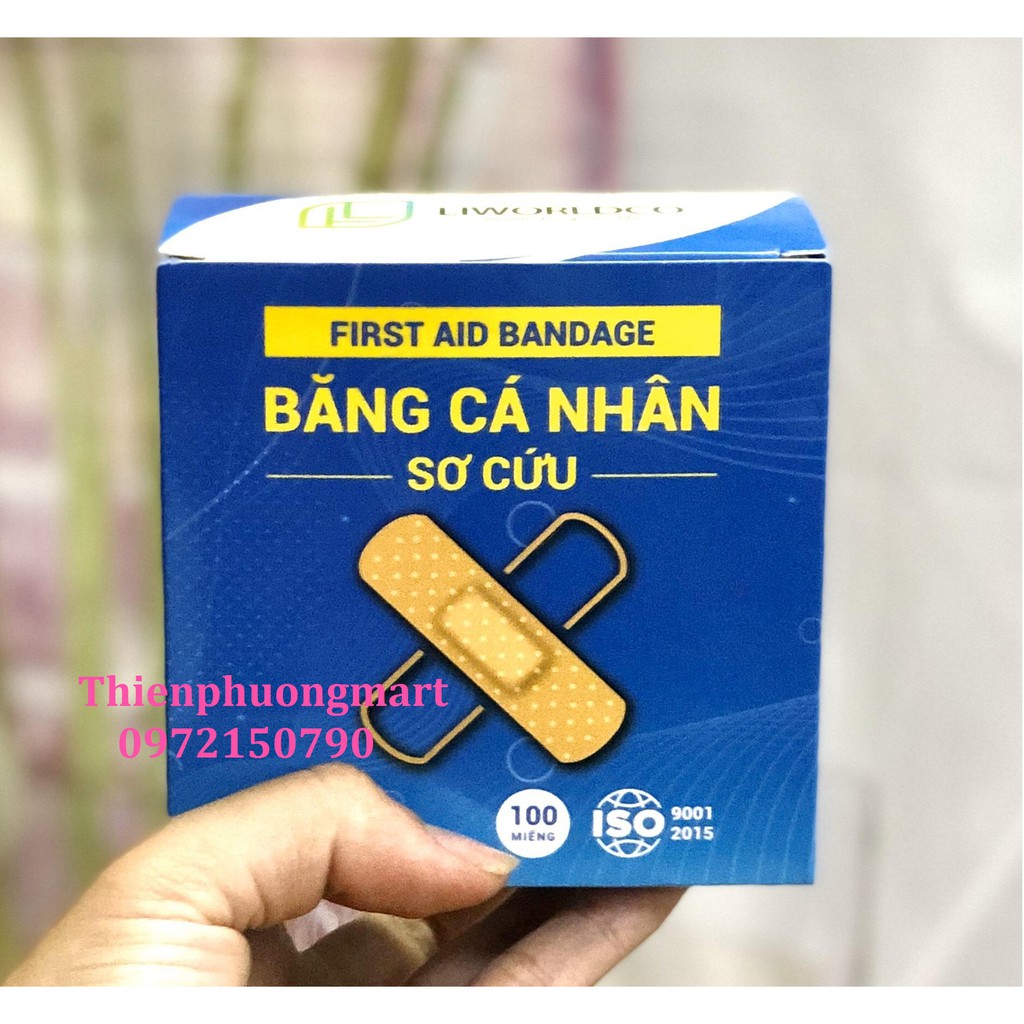 Băng cá nhân hộp 100 miếng - Băng keo cá nhân vải - Chăm sóc, bảo vệ vết thương