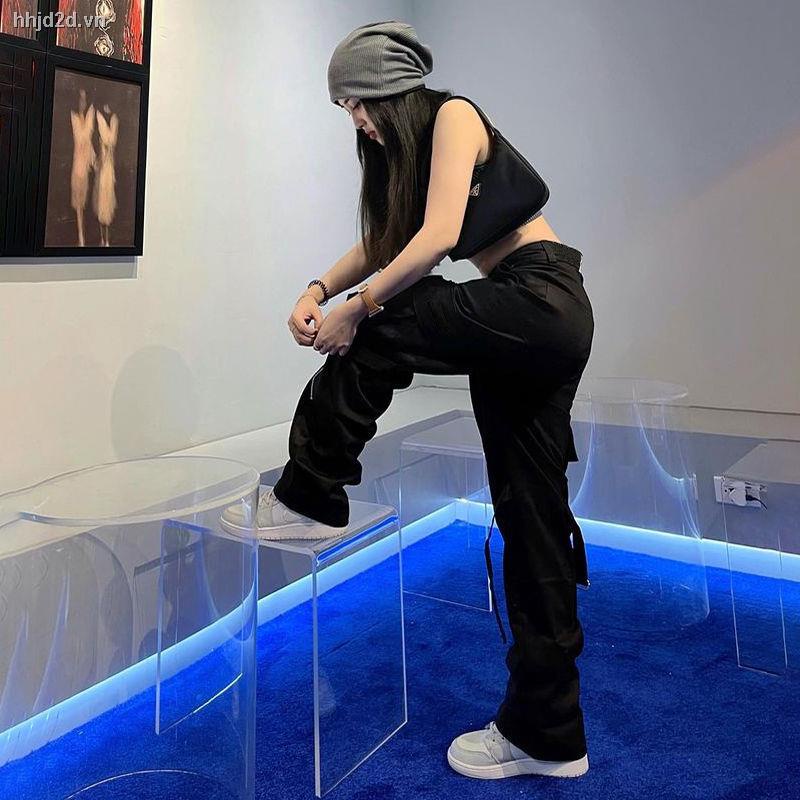 Quần Dài Dáng Rộng Phối Khóa Kéo Phong Cách Retro Mỹ Cá Tính Dành Cho Nữ