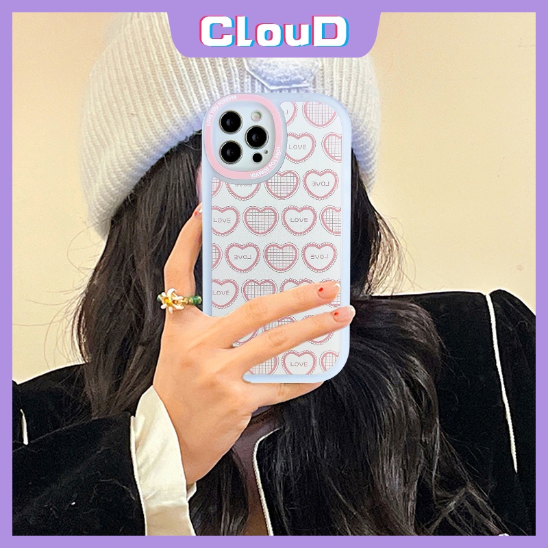 Cute Cartoon Love Heart Phone Case Compatible for iPhone 6 6s 7 8 Plus 11 12 13 Pro Max SE 2020 X XR XS Max Ultra Thin Full Soft TPU Lovely Bow Tie Flower Plaid Girls Pink Cover