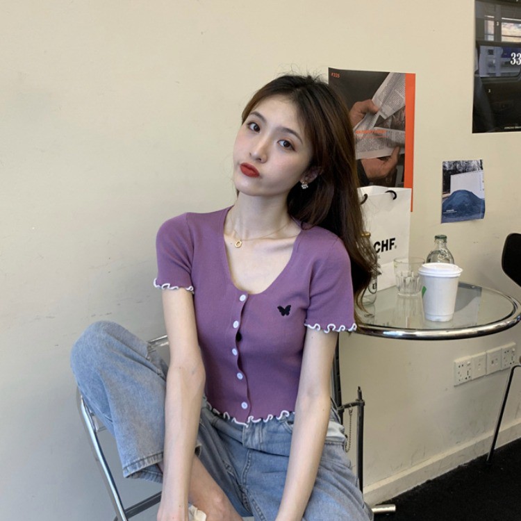 Áo len tăm tay lỡ cao cấp, Áo dệt kim ngắn tay nữ phong cách ulzzang Hàn Quốc C33 - Maoshop | BigBuy360 - bigbuy360.vn