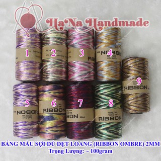 Sợi Dù dẹt loang / sợi ribbon loang ombre