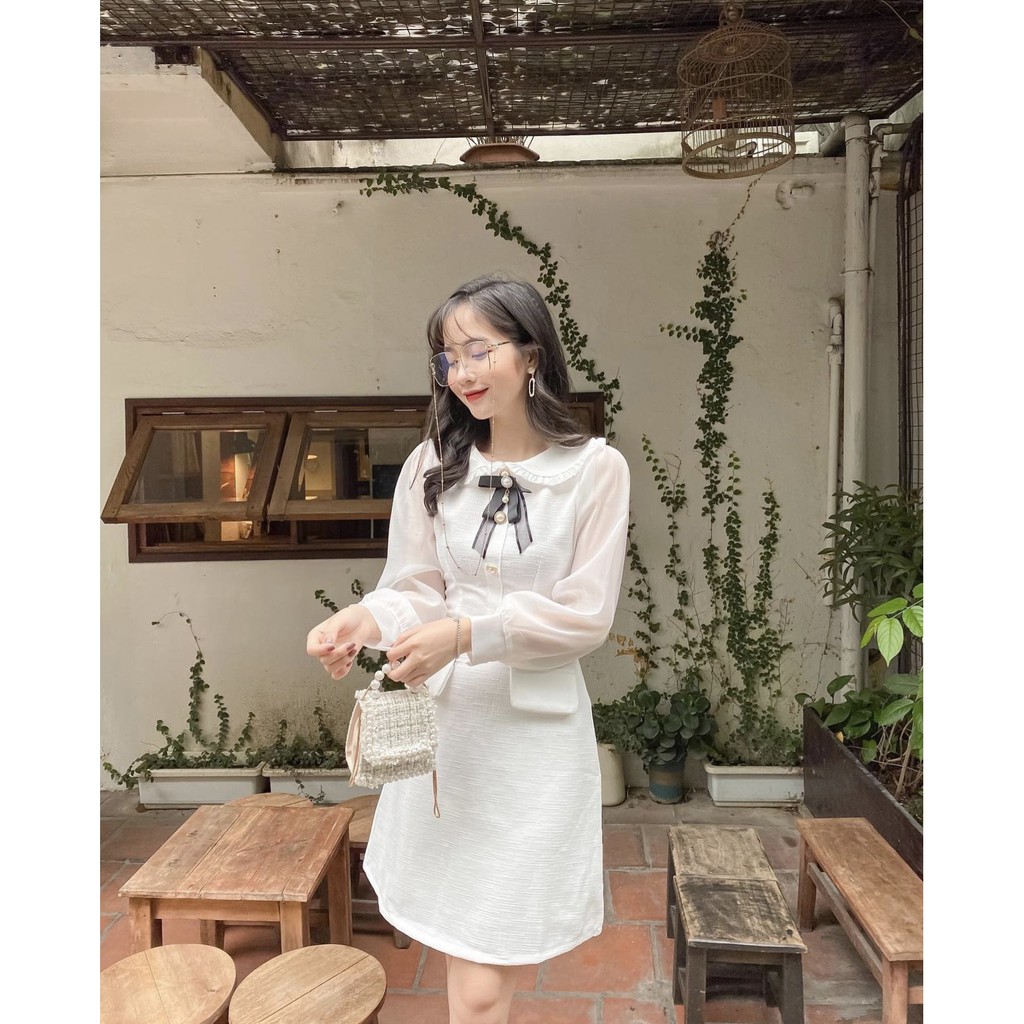 [có video và ảnh thật] Đẩm dự tiệc nữ màu trắng dễ thương mặc dự tiệc dạo phố cực xinh mã [VAI BỐ | BigBuy360 - bigbuy360.vn