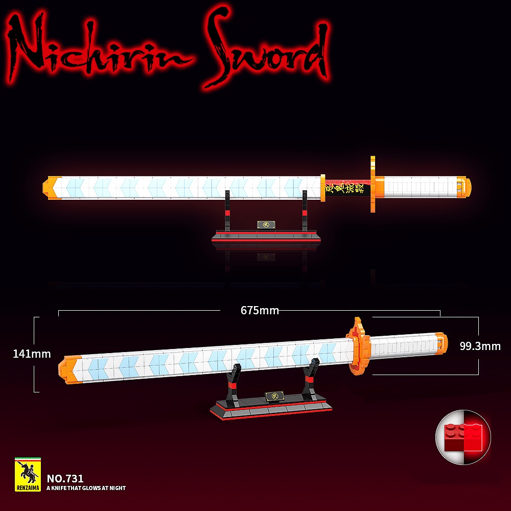 Đồ Chơi Lắp Ráp Kiểu LEGO Mô Hình Huyết Nguyệt Kiếm Nichirin Sword Viêm Trụ Rengoku Kimetsu No Yaiba 731 Với 806 PCS