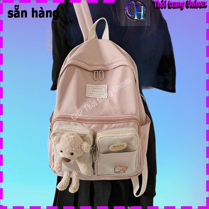 💥 VIDEO THẬT 💥 BALO THỜI TRANG NỮ TRẺ TRUNG - CHỐNG NƯỚC TẶNG KÈM GẤU BÔNG VÀ STICKS NHƯ HÌNH, CẶP HỌC SINH CHP