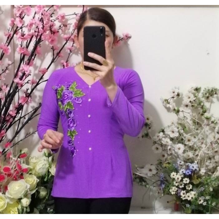 Áo Bà Ba Hoa Tím - Sô 4 (55Kg--65Kg)
