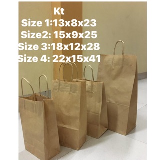 [ đổ si]Combo 100 túi giấy có quai size 1,5, 2, 3 đáy vuông