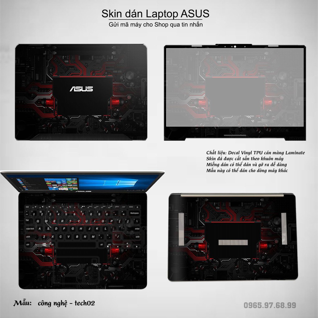 Skin dán Laptop Asus in hình Công nghệ (inbox mã máy cho Shop)